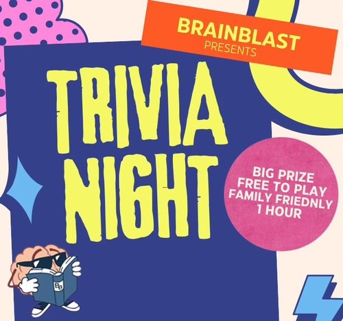 Flyer for BrainBlast Trivia at Grecian Family Restaurant & Bakery