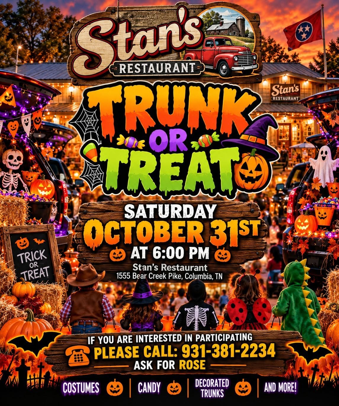 Flyer for Stan’s Restaurant Trunk or Treat
